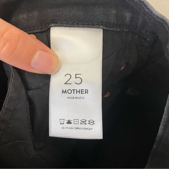 MOTHER The Swooner Ankle Wet Paint Skinny Jeans Black Size 25 - Picture 11 of 14